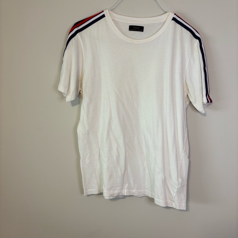 Zara Short Sleeve Tee with Red and Blue Accents
